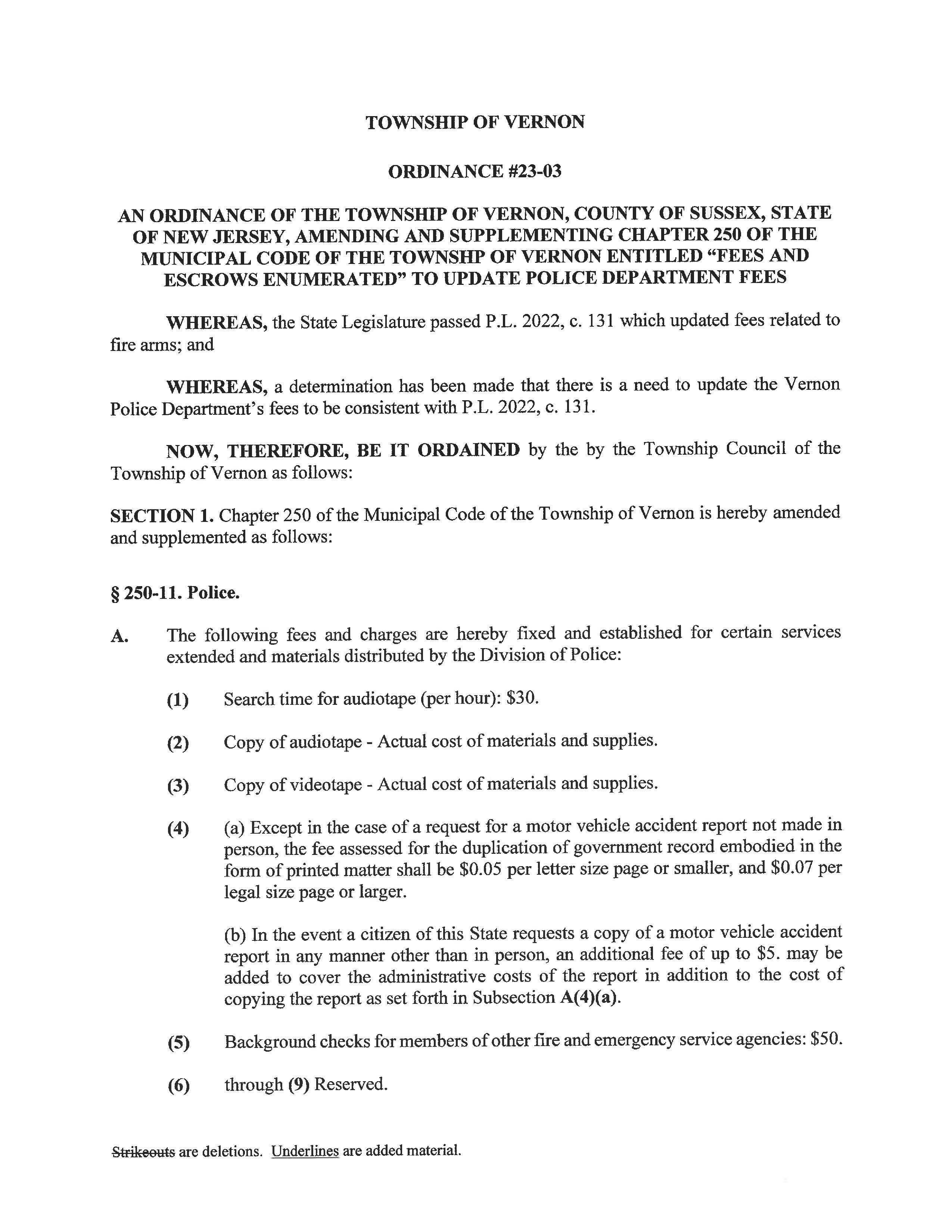 23 03 Ordinance Amending Police Fees Page 1