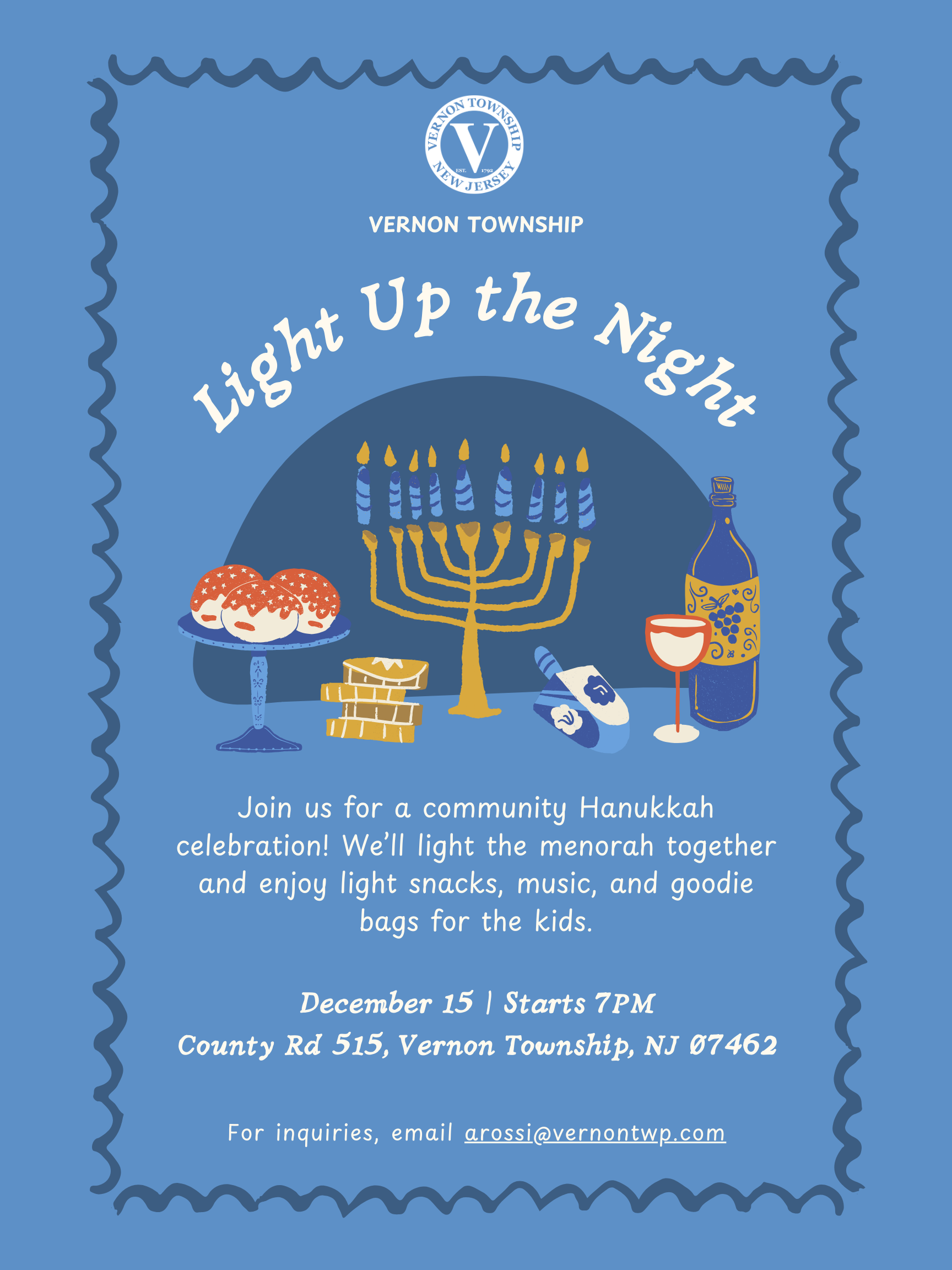 Hanukkah Hanukkah Poster in Light Blue Blue White Warm Illustrative Style