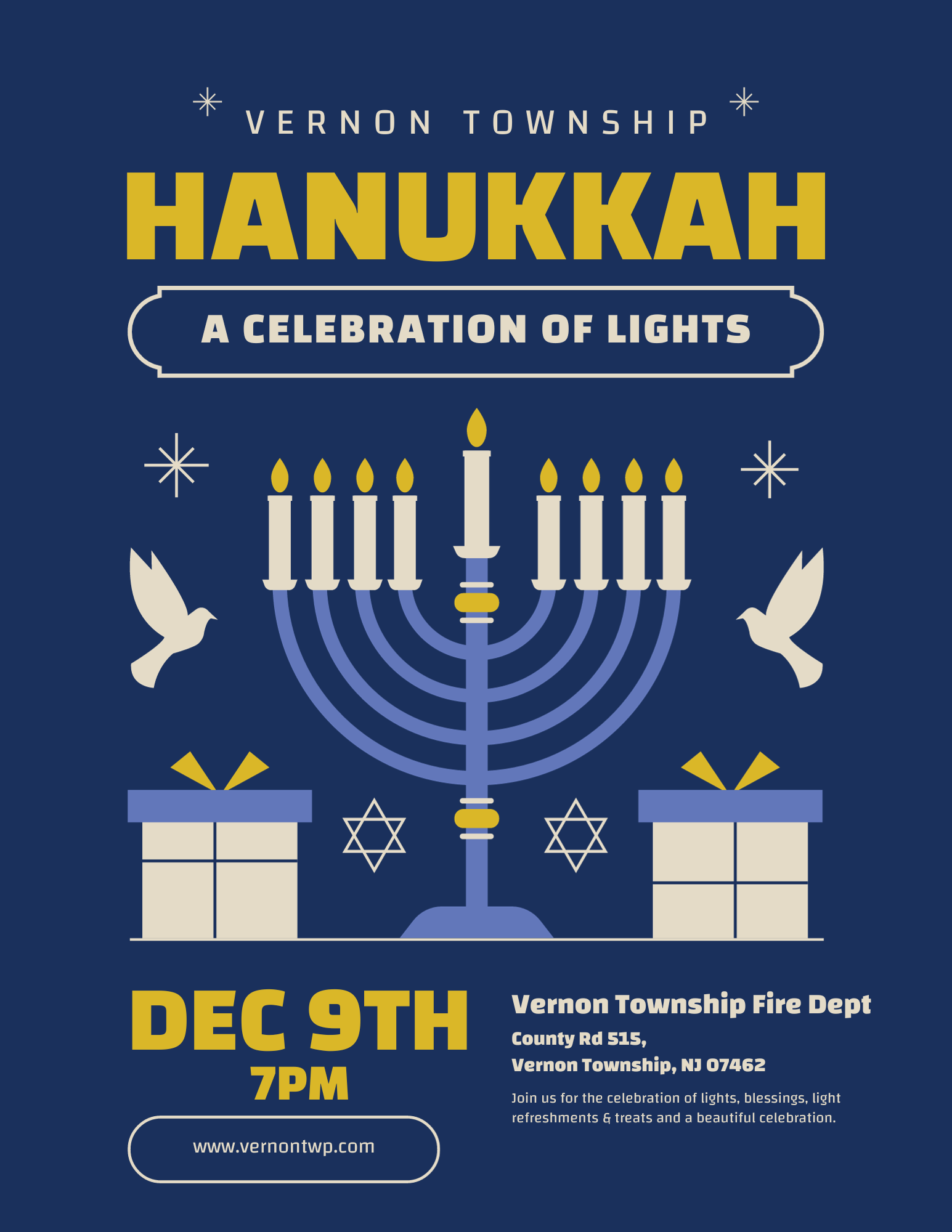 Navy Flat Modern Hanukkah Flyer 1